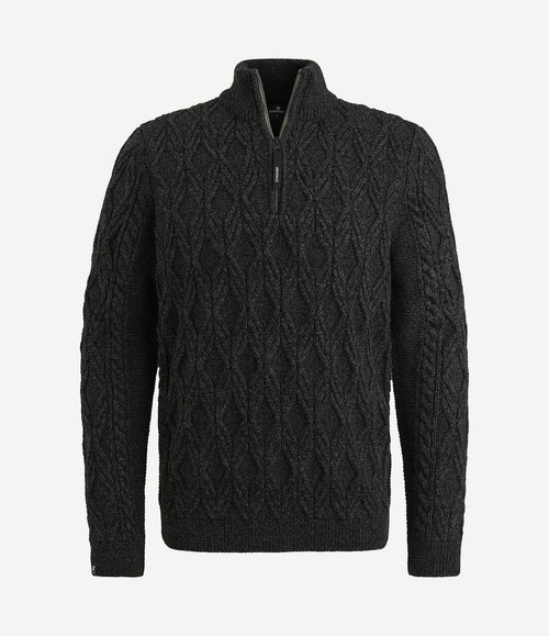 Trui halve rits heavy knit zwart