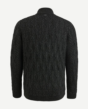 Trui halve rits heavy knit zwart