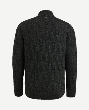 Trui halve rits heavy knit zwart