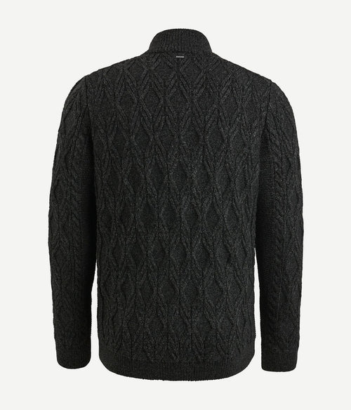 Vanguard trui halve rits heavy knit zwart | Regular-fit