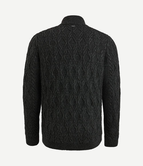 Trui halve rits heavy knit zwart