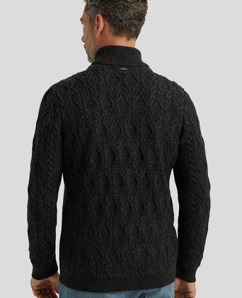 Trui halve rits heavy knit zwart