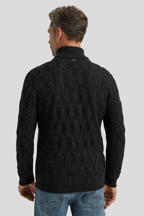 Trui halve rits heavy knit zwart