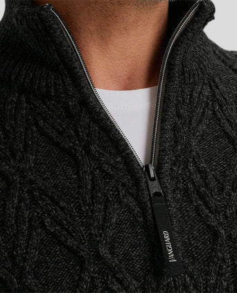 Vanguard trui halve rits heavy knit zwart | Regular-fit