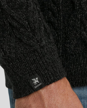 Trui halve rits heavy knit zwart