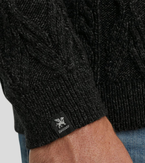 Vanguard trui halve rits heavy knit zwart | Regular-fit