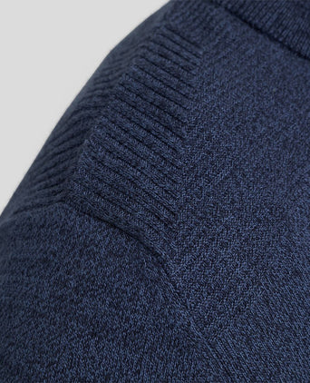 Trui halve rits melange donkerblauw