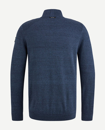 Trui halve rits melange donkerblauw