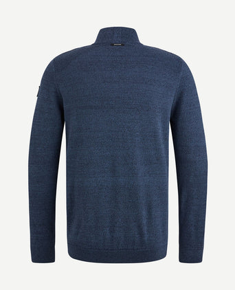 Trui halve rits melange donkerblauw