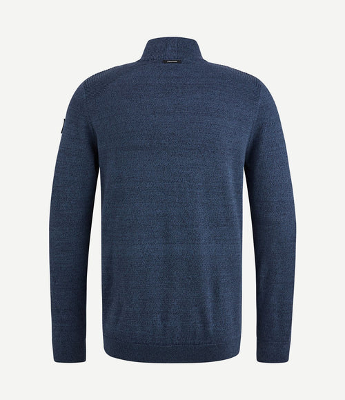 Trui halve rits melange donkerblauw