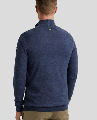 Trui halve rits melange donkerblauw