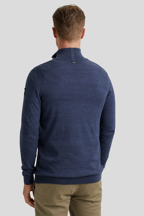 Trui halve rits melange donkerblauw