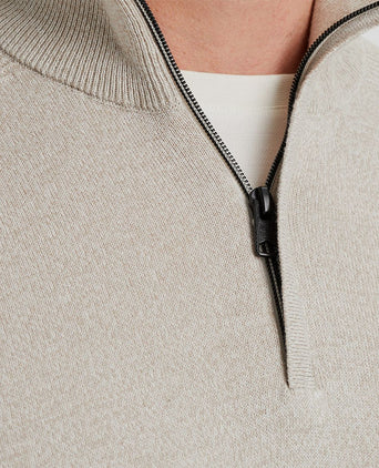 Vanguard trui halve rits melange ecru | Regular-fit