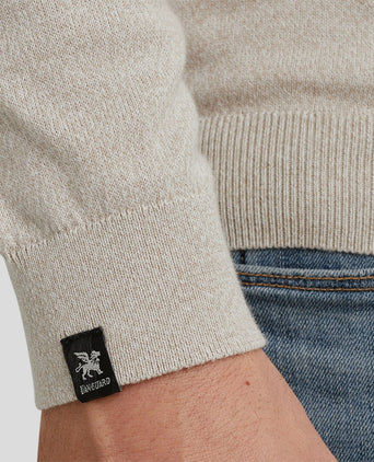 Vanguard trui halve rits melange ecru | Regular-fit