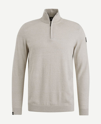 Vanguard trui halve rits melange ecru | Regular-fit