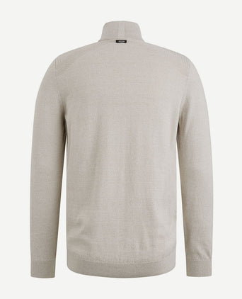 Vanguard trui halve rits melange ecru | Regular-fit