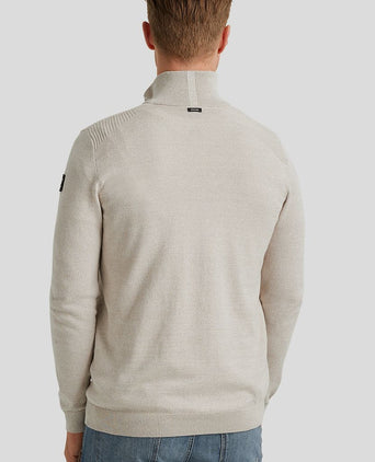 Vanguard trui halve rits melange ecru | Regular-fit