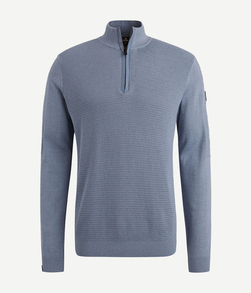 Vanguard trui halve rits structuur blauw | Regular-fit