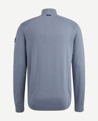 Trui halve rits structuur blauw