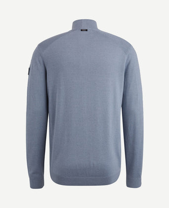 Trui halve rits structuur blauw