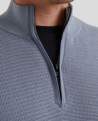 Vanguard trui halve rits structuur blauw | Regular-fit