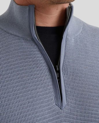 Trui halve rits structuur blauw