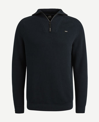 Vanguard trui halve rits structuur rib donkerblauw | Regular-fit