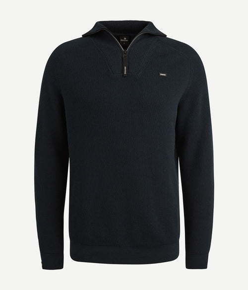 Vanguard trui halve rits structuur rib donkerblauw | Regular-fit