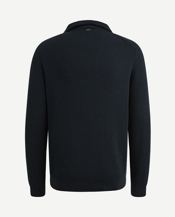 Trui halve rits structuur rib donkerblauw