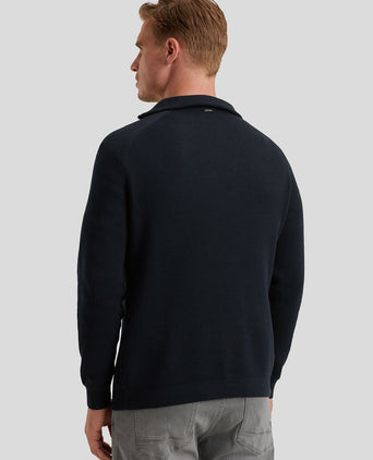 Trui halve rits structuur rib donkerblauw