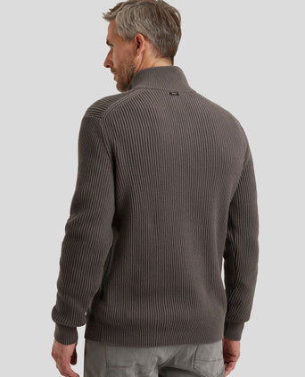Vanguard trui halve rits structuur taupe | Regular-fit