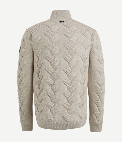 Vanguard trui halve rits structuur wolblend ecru | Regular-fit