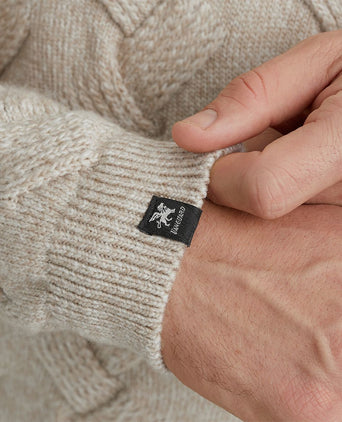 Vanguard trui halve rits structuur wolblend ecru | Regular-fit