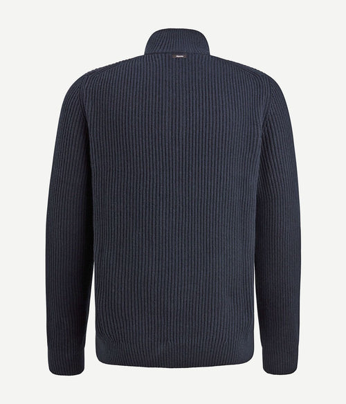 Vanguard trui halve rits structuur wolmix donkerblauw | Regular-fit