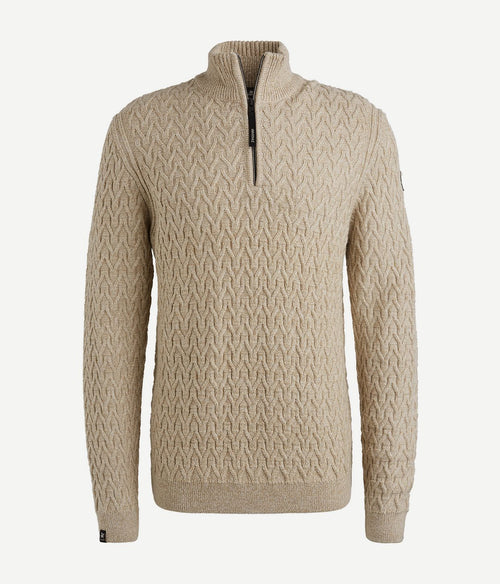 Vanguard trui halve rits wol beige | Regular-fit