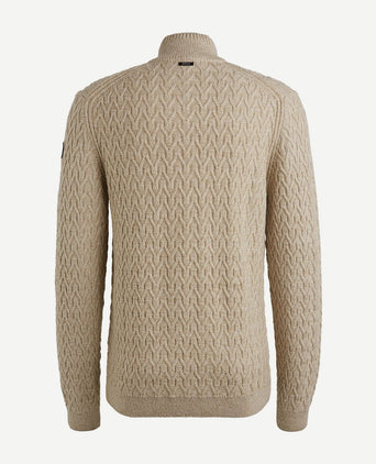 Vanguard trui halve rits wol beige | Regular-fit