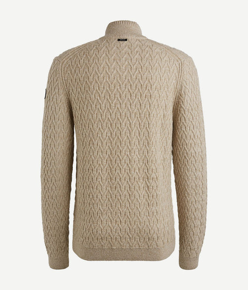 Vanguard trui halve rits wol beige | Regular-fit