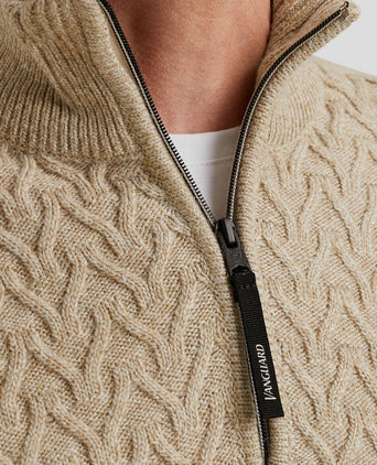 Vanguard trui halve rits wol beige | Regular-fit
