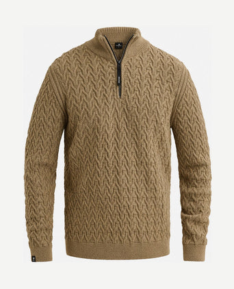 Trui halve rits wol blend beige