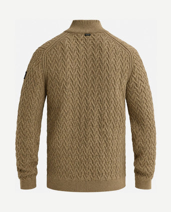 Trui halve rits wol blend beige
