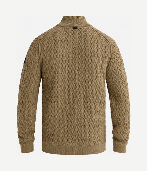 Trui halve rits wol blend beige