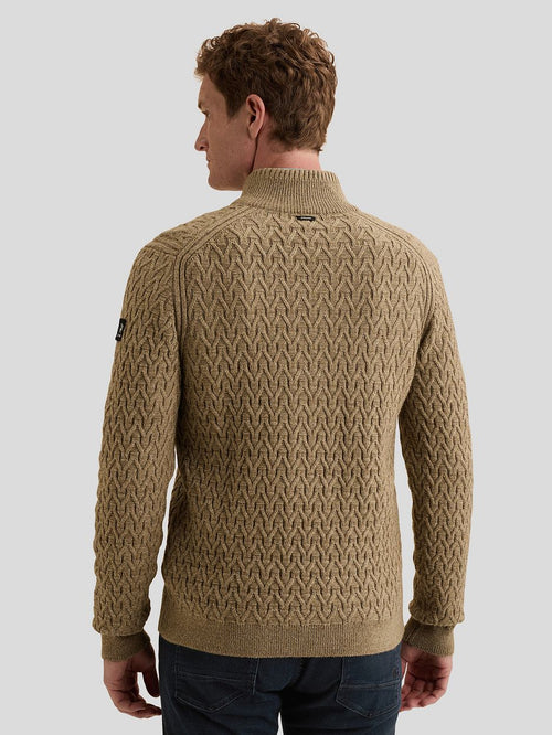 Trui halve rits wol blend beige