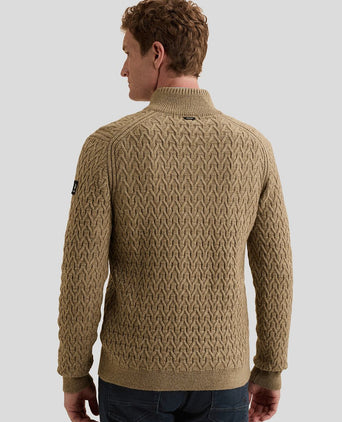 Trui halve rits wol blend beige
