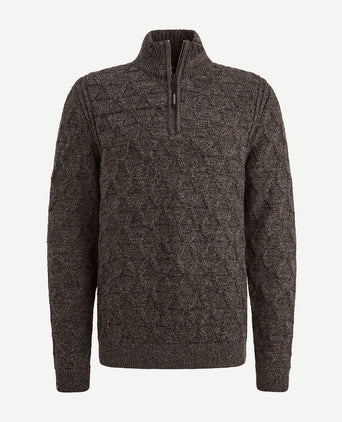 Vanguard trui halve rits wol blend bruin | Regular-fit