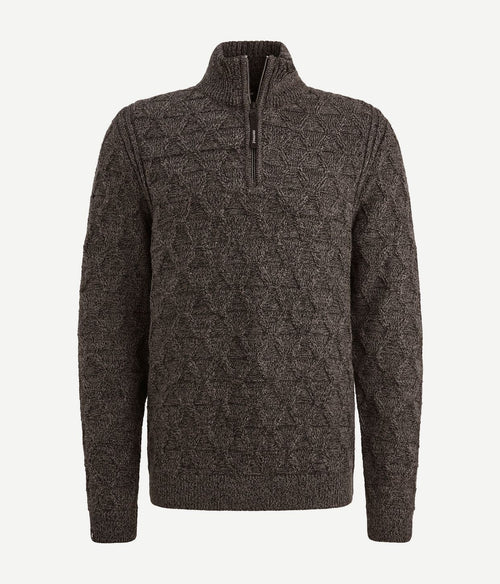 Vanguard trui halve rits wol blend bruin | Regular-fit