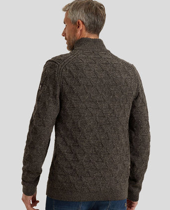 Vanguard trui halve rits wol blend bruin | Regular-fit