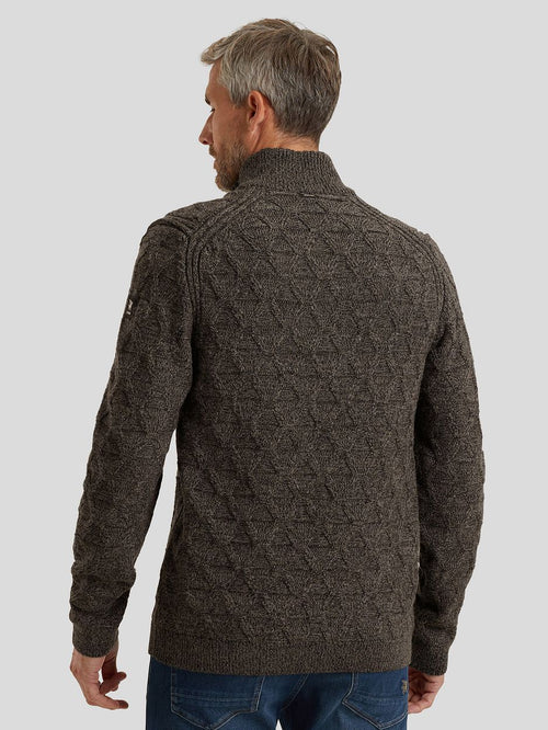 Vanguard trui halve rits wol blend bruin | Regular-fit