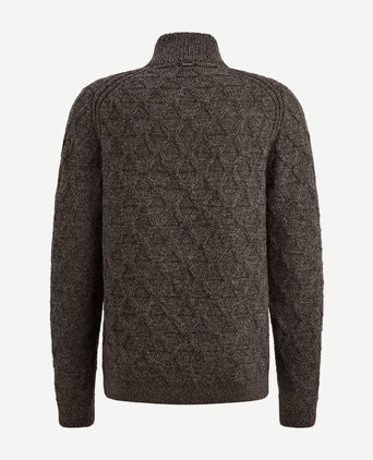 Vanguard trui halve rits wol blend bruin | Regular-fit