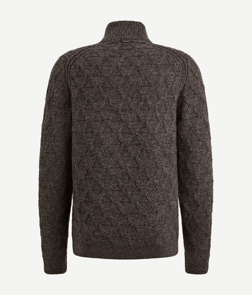 Vanguard trui halve rits wol blend bruin | Regular-fit