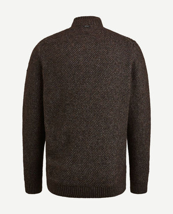 Vanguard trui halve rits wol bruin | Regular-fit